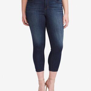 NEW! Skinnygirl "The Skinny" Crop Pull-On Mid-Rise Stretch Jeans, Indigo - TALL
